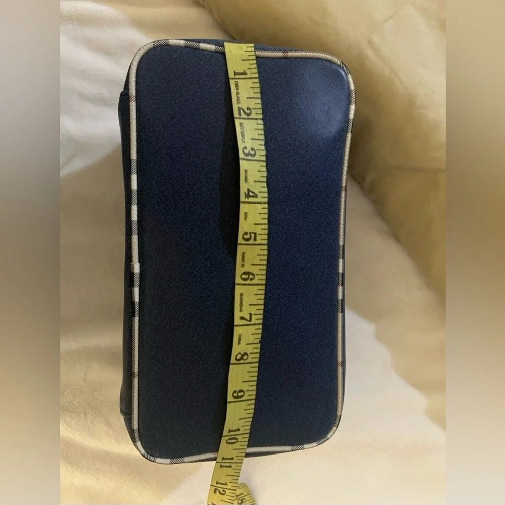 💚 Burberry Fragrance Navy Nova Check Pouch Bag Vanity Bag Double Stack/ Rare🩷